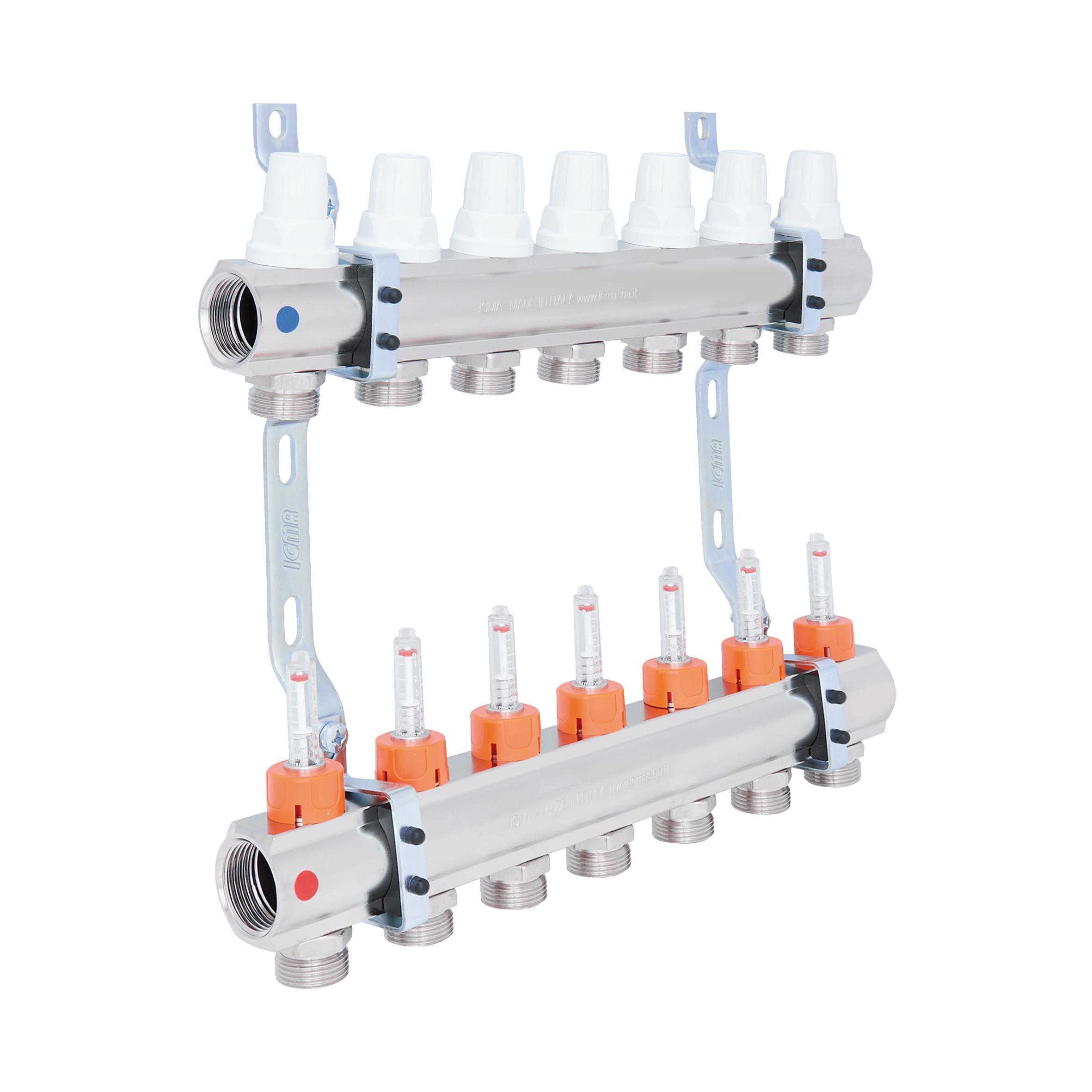 Коллектор ICMA 1" 7 выходов с расходомерами №K013 (SD00005242)
