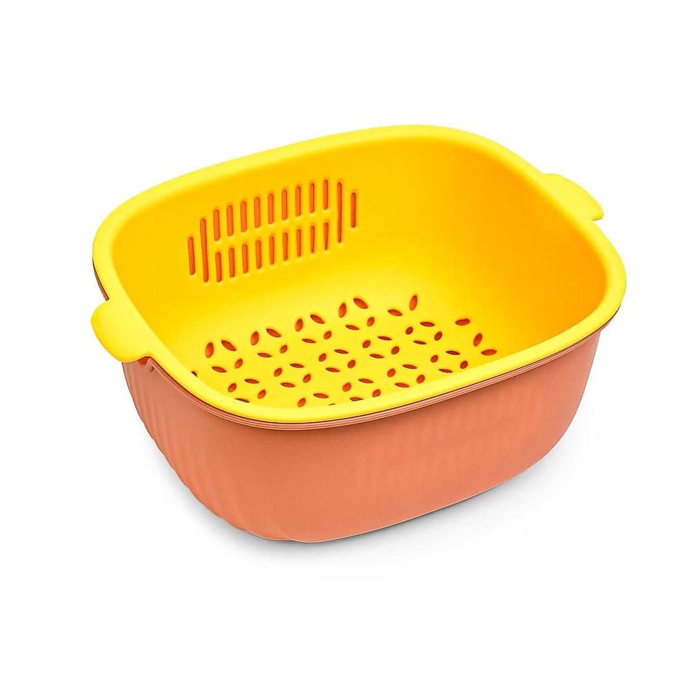 Миска с ситом Stenson R90353-30 пластиковая 30x24,5 см Оранжевый/Желтый (627019) Миска с ситом Stenson R90353-30 пластиковая 30x24,5 см Оранжевый/Желтый (627019)