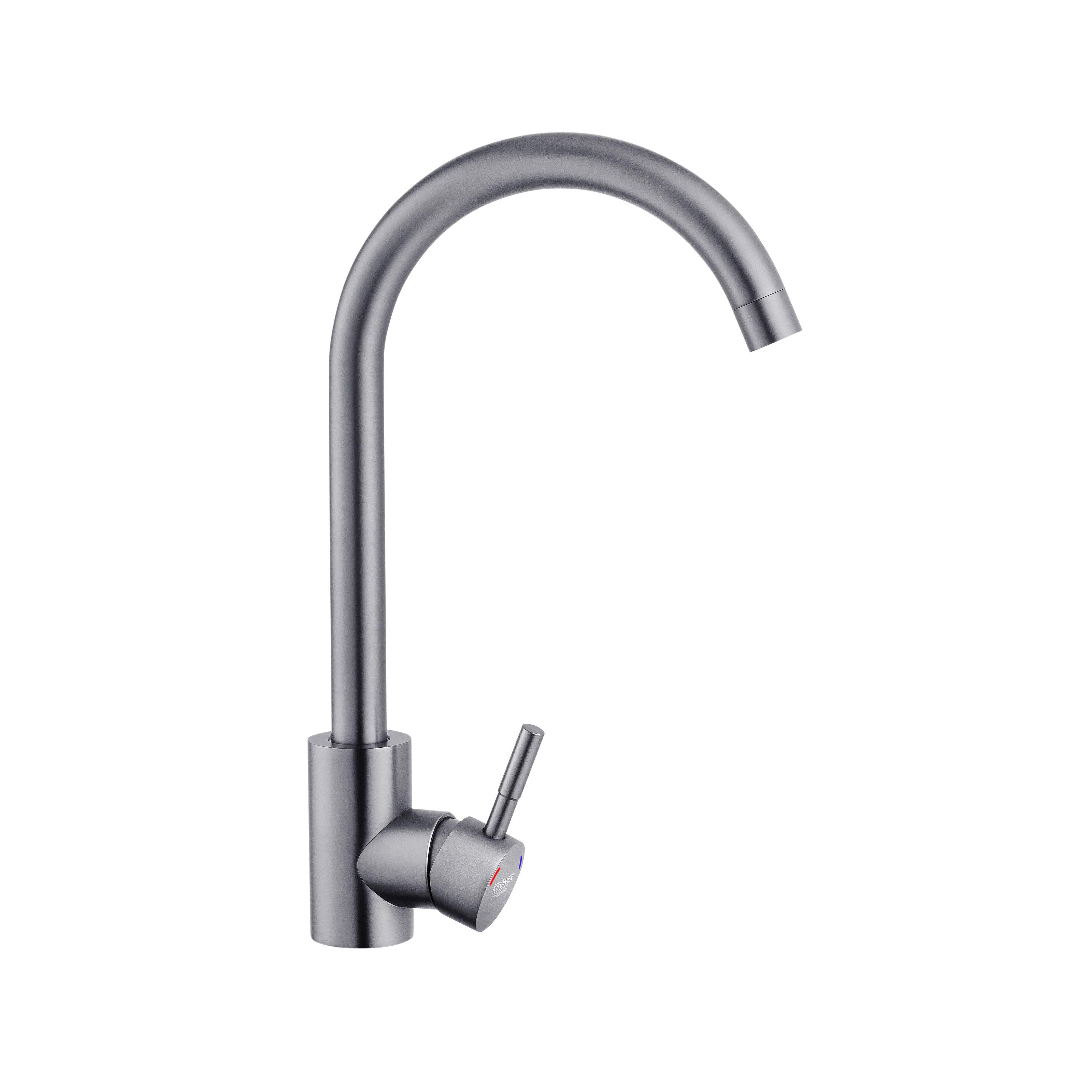 Смеситель для кухни KRONER Edelstahl Klassisch-SCH035PVD CV024351 однорычажный Серый (136545) - фото 3