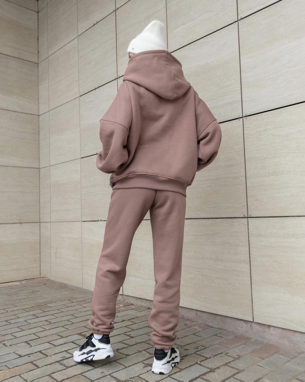 Костюм жіночий на флісі світшот з капюшоном і штани Мокко (2028589421) - фото 4