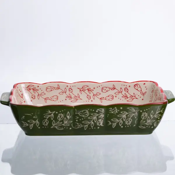 Форма для выпечки Vintage фарфоровая 1,3 л прямоугольная Зеленый (147-107-HM05-10)