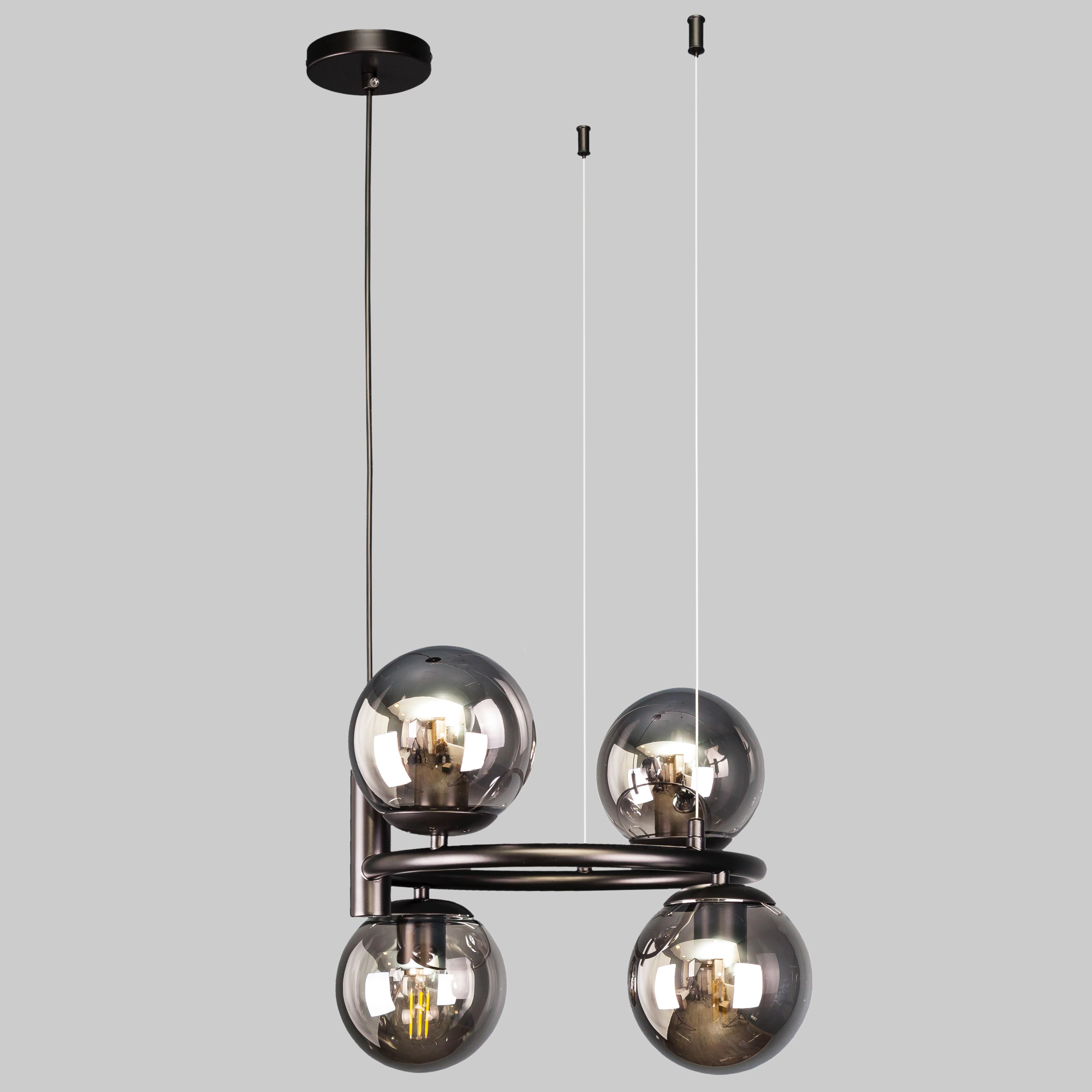 Люстра підвісна Bubbles кругла на 4 лампи Чорний (52-1011-4 BK+BK) - фото 1 Люстра підвісна Bubbles кругла на 4 лампи Чорний (52-1011-4 BK+BK) - фото 1