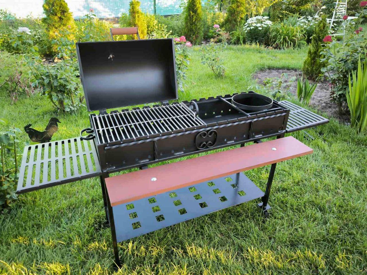 Гриль-мангал на півкришки з решіткою з нержавіючої сталі та підставкою під казан сталь 4 мм (2559116823) - фото 6 Гриль-мангал на півкришки з решіткою з нержавіючої сталі та підставкою під казан сталь 4 мм (2559116823) - фото 6