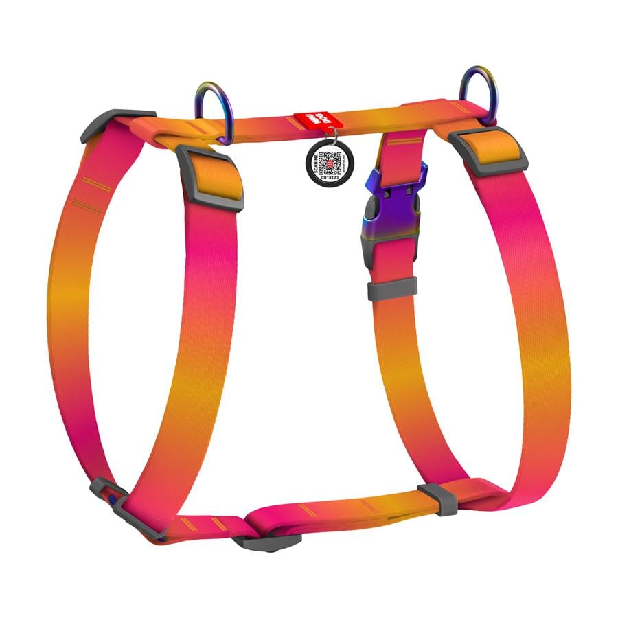 Шлейка для собак з QR-паспортом Waudog Nylon Recycled Градієнт анатомічна H-подібна L 25 мм А 50-90 В 60-100 Orange (46544) - фото 1 Шлейка для собак з QR-паспортом Waudog Nylon Recycled Градієнт анатомічна H-подібна L 25 мм А 50-90 В 60-100 Orange (46544) - фото 1
