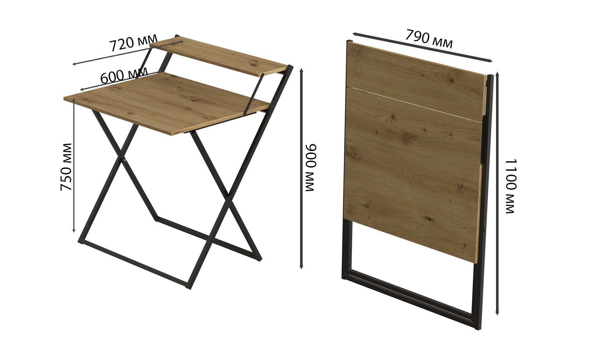 Стіл-трансформер Ferrum-decor Компакт 4 метал/ДСП 16 мм 750x790x720 мм Чорний/Дуб Артізан (FRD-104695) - фото 4 Стіл-трансформер Ferrum-decor Компакт 4 метал/ДСП 16 мм 750x790x720 мм Чорний/Дуб Артізан (FRD-104695) - фото 4