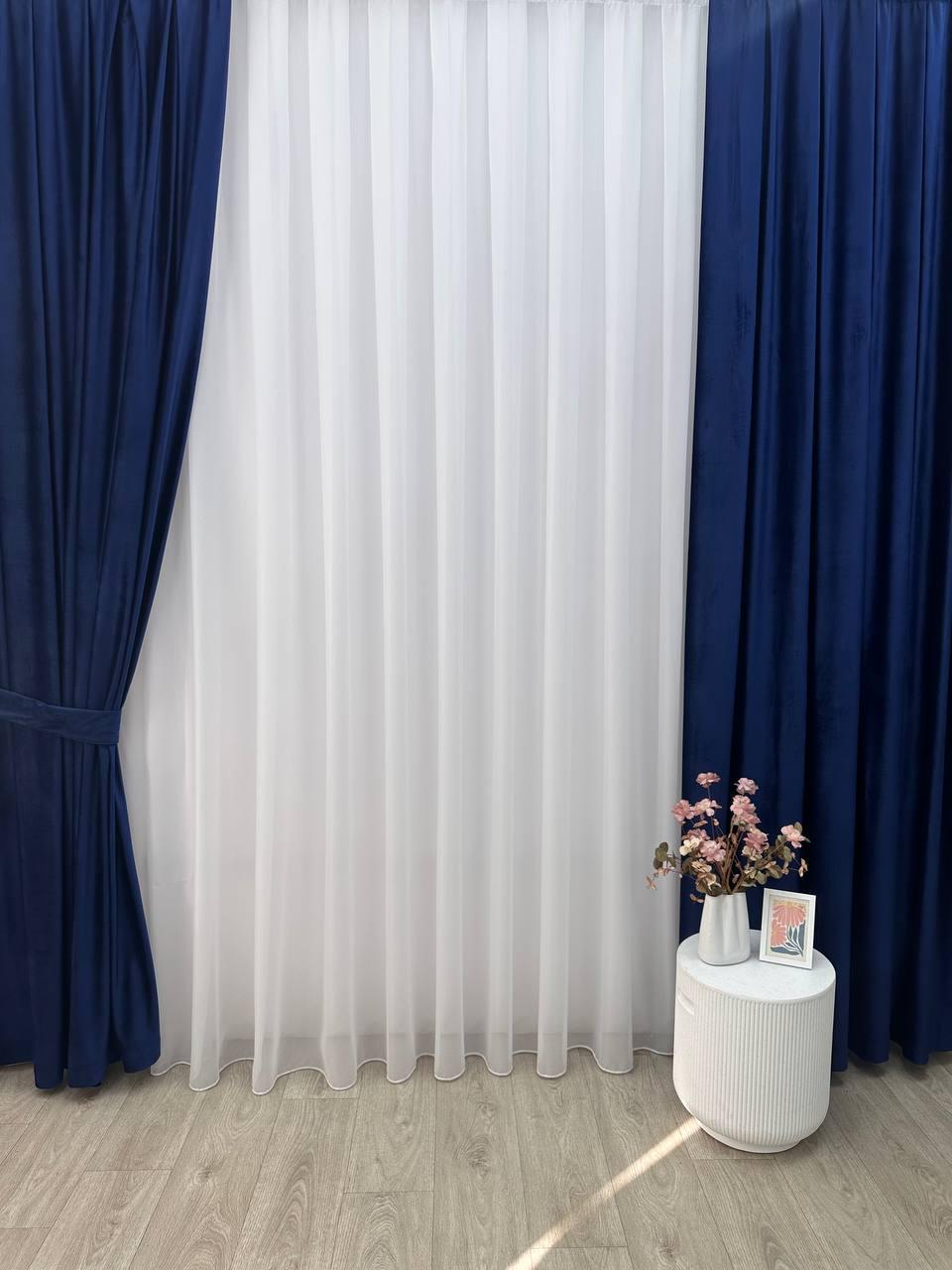 Штора бархатная на тесьме 6 см 200х250 см Темно-синий (6319-N110-Т43)