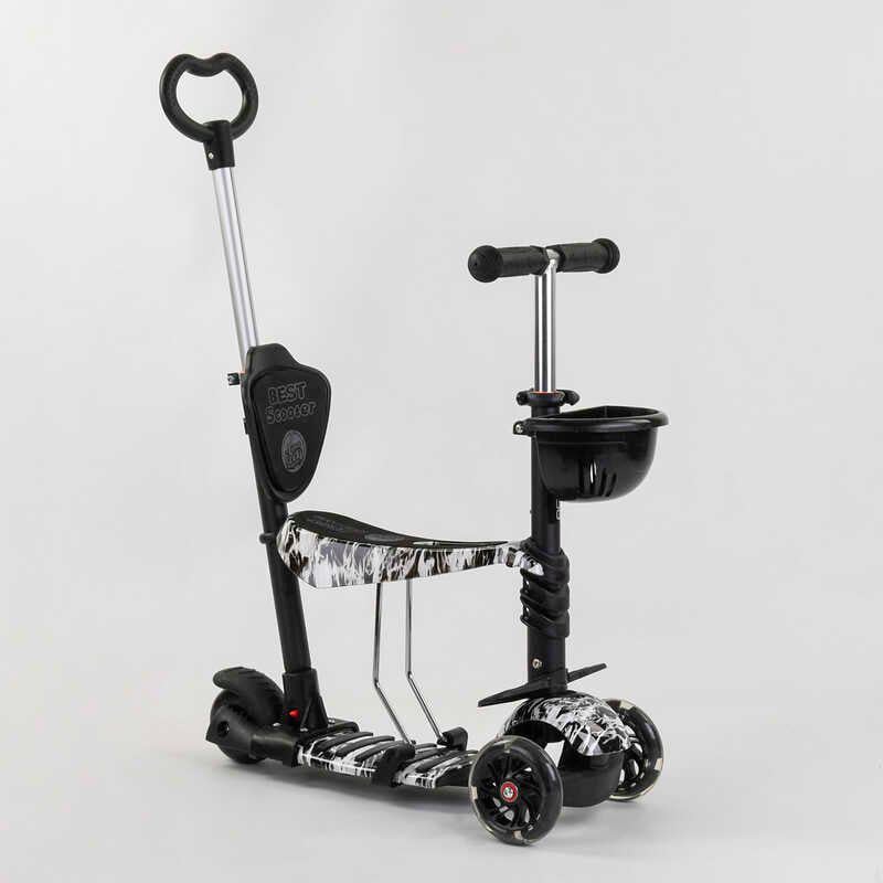 Самокат Best Scooter Абстракция 5в1 PU колеса Black/White (102022) - фото 1