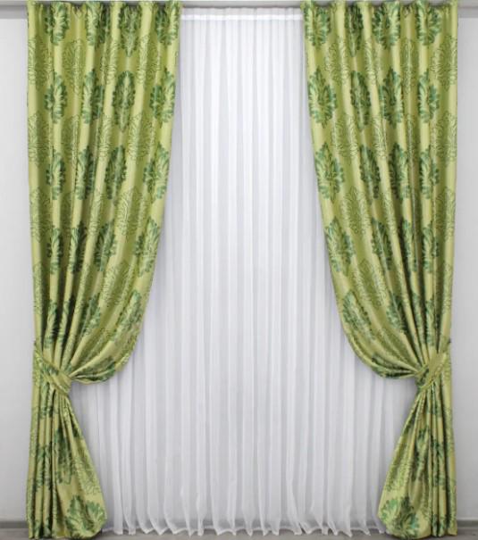 Шторы в гостиную/спальню блекаут/софт 1,5х2,75 м 2 шт. Оливковый (1279ш)