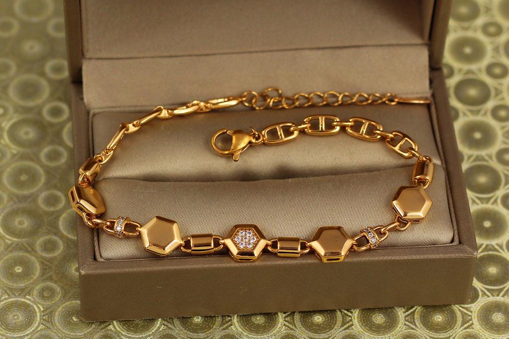 Браслет Xuping Jewelry Шестиугольники 17,5 см Золотистый (31371452)
