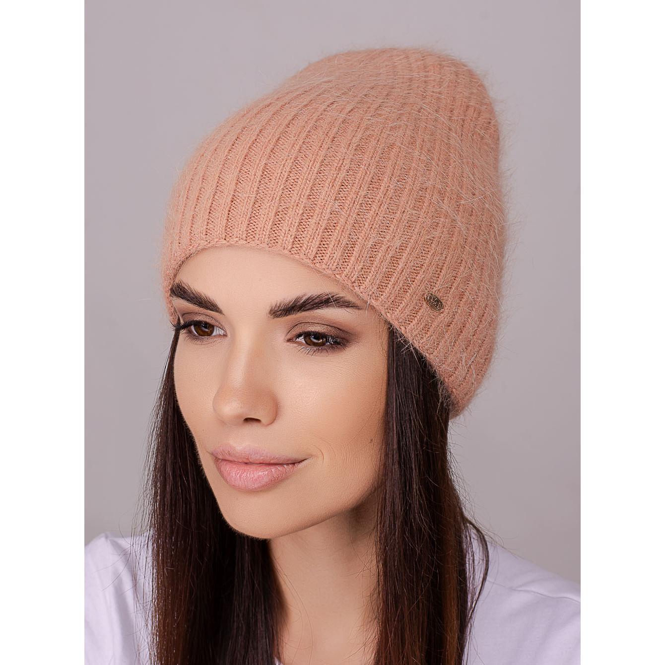 Шапка женская Leks АРКАДИЯ ангоровая двойная без подворота удлиненная one size Ореховый (251310) - фото 1