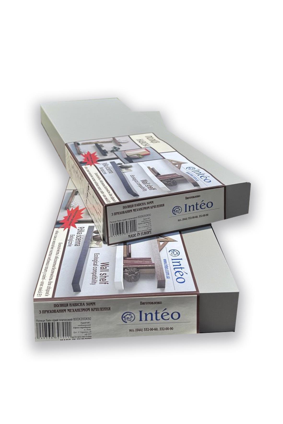 Полка настенная Inteo Лайн 800х200х50 мм Серый платиновый - фото 5 Полка настенная Inteo Лайн 800х200х50 мм Серый платиновый - фото 5