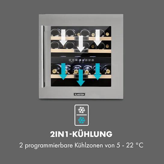 Холодильник для вина під забудову Klarstein Vinsider 36 2 зони охолодження з нержавіючої сталі 5-22°C 85 л - фото 2