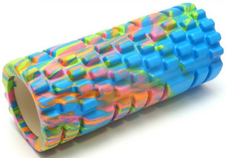 Массажный ролик для йоги EVA 30х8 см с разводами Cиний (MS 2126-В)