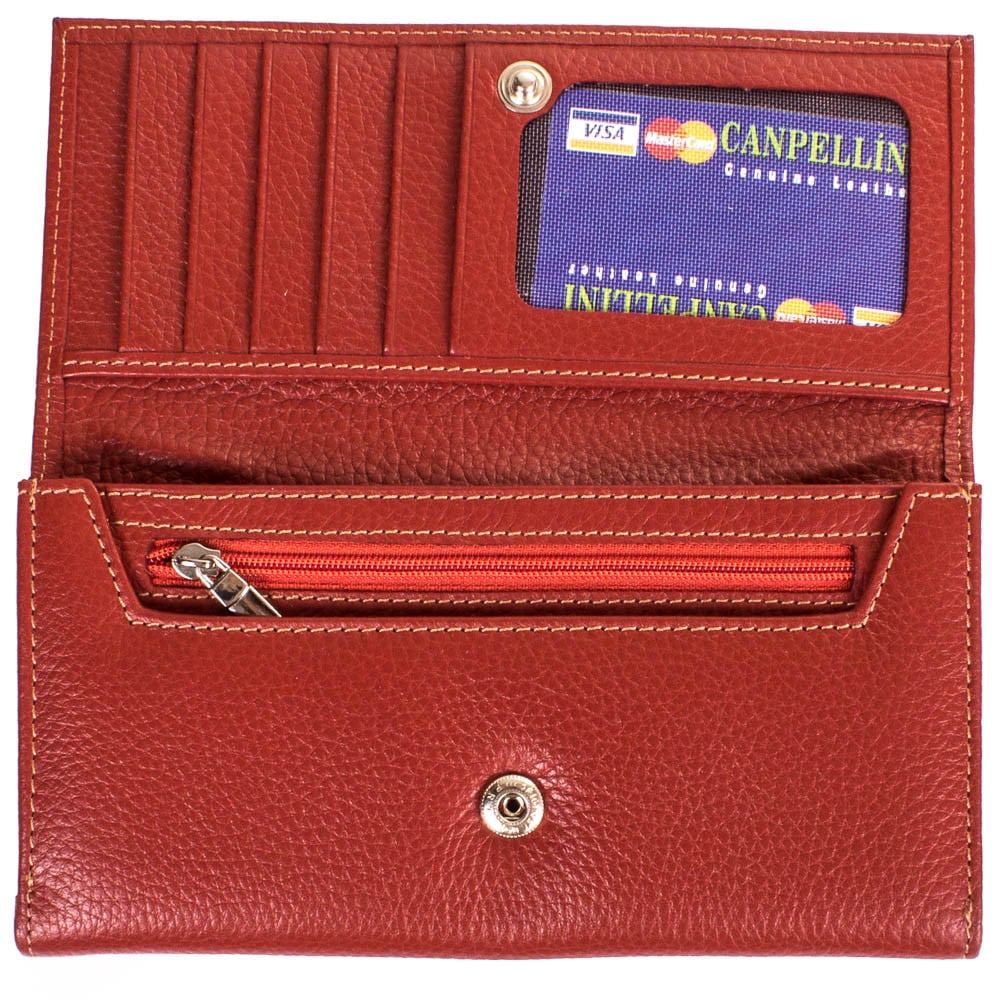 Кошелек женский кожаный CANPELLINI 8900 Красно-оранжевый - фото 5