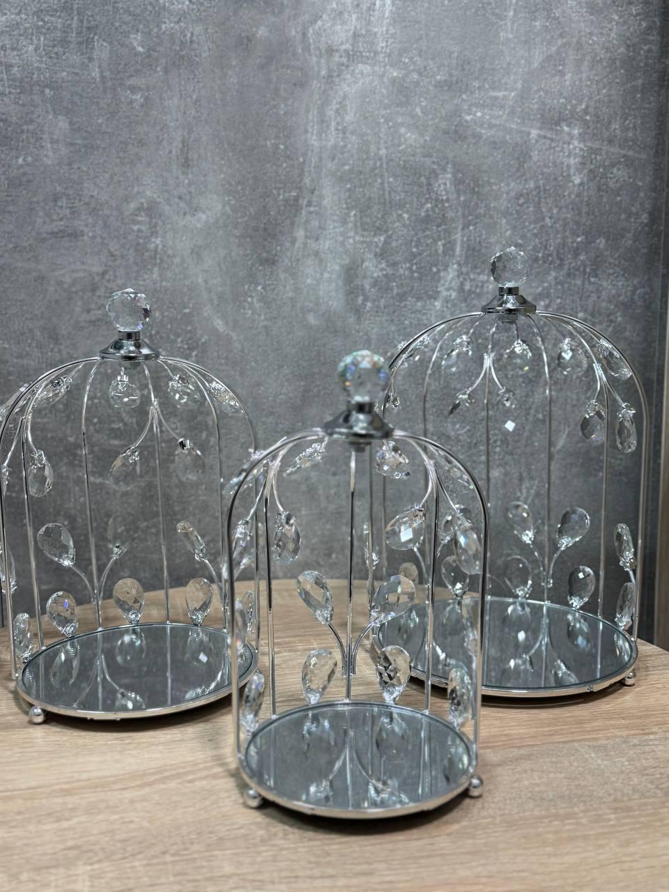 Набор сервировочных подставок Zeyve металл и стекло 3 шт. Серебристый (S-50G)