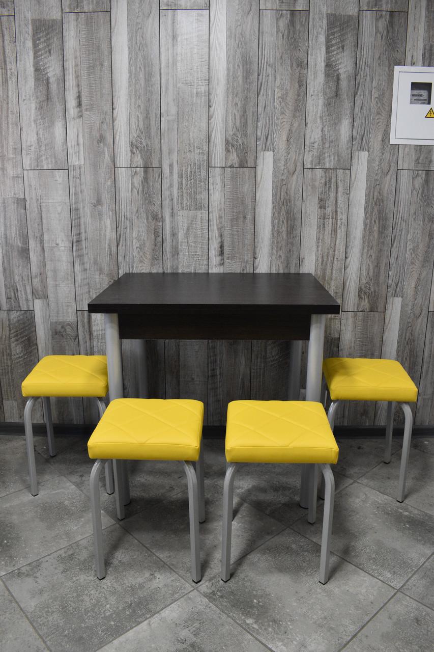 Кухонний комплект Оскар стіл розкладний/табурети 4 шт. Tutti Lux 60х80/80х120х75 см Чорний/Жовтий (28375021)