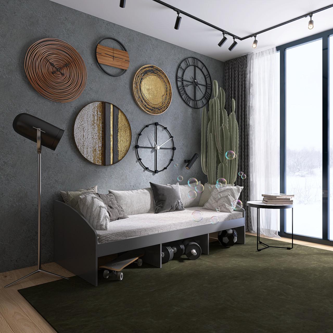 Кровать односпальная Еверест Комфорт-3 сплошной щит 80x190 см Графитовый (EVR-20700)