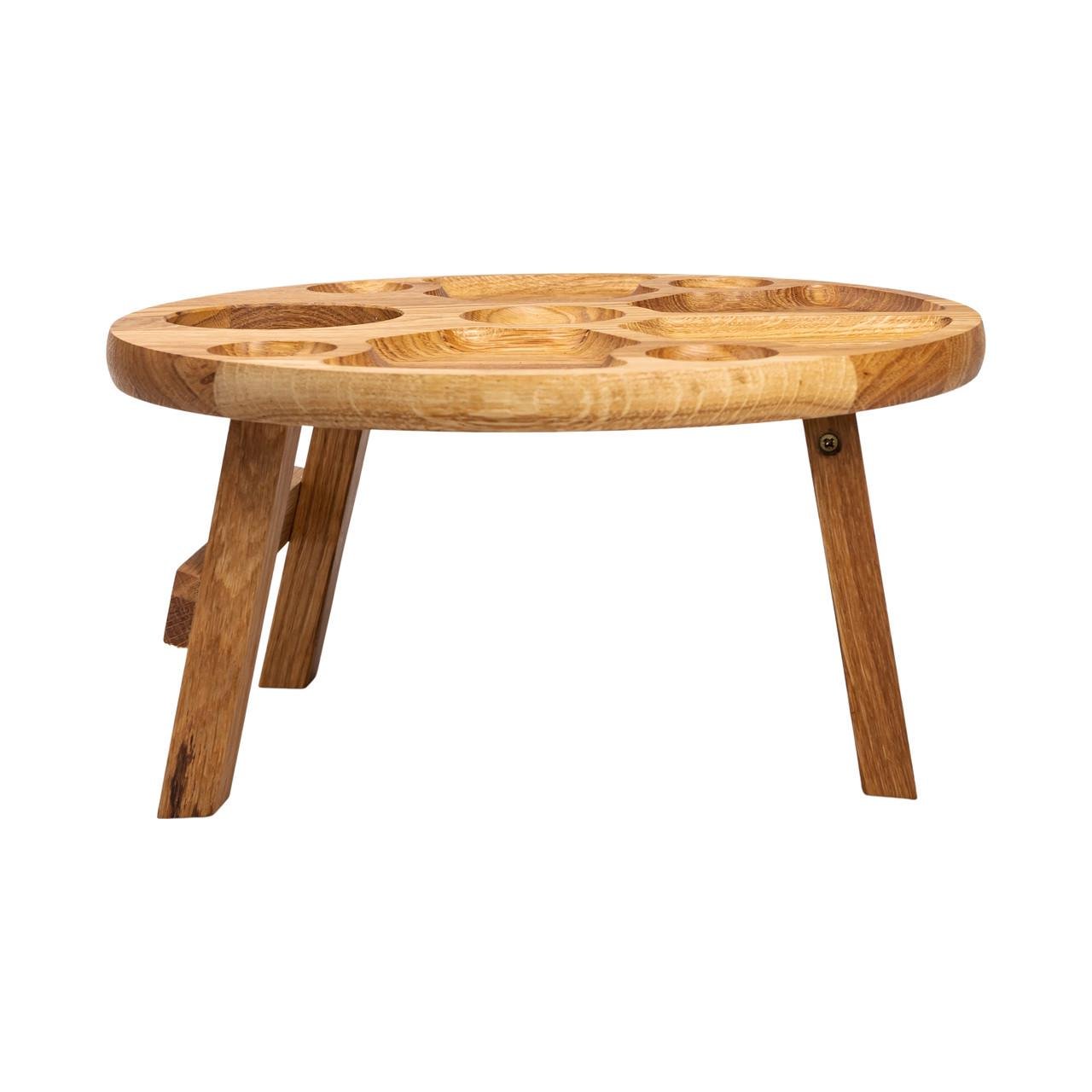 Столик-менежанка винный из дерева круглый на ножках дуб 35 см - фото 3 Столик-менежанка винный из дерева круглый на ножках дуб 35 см - фото 3