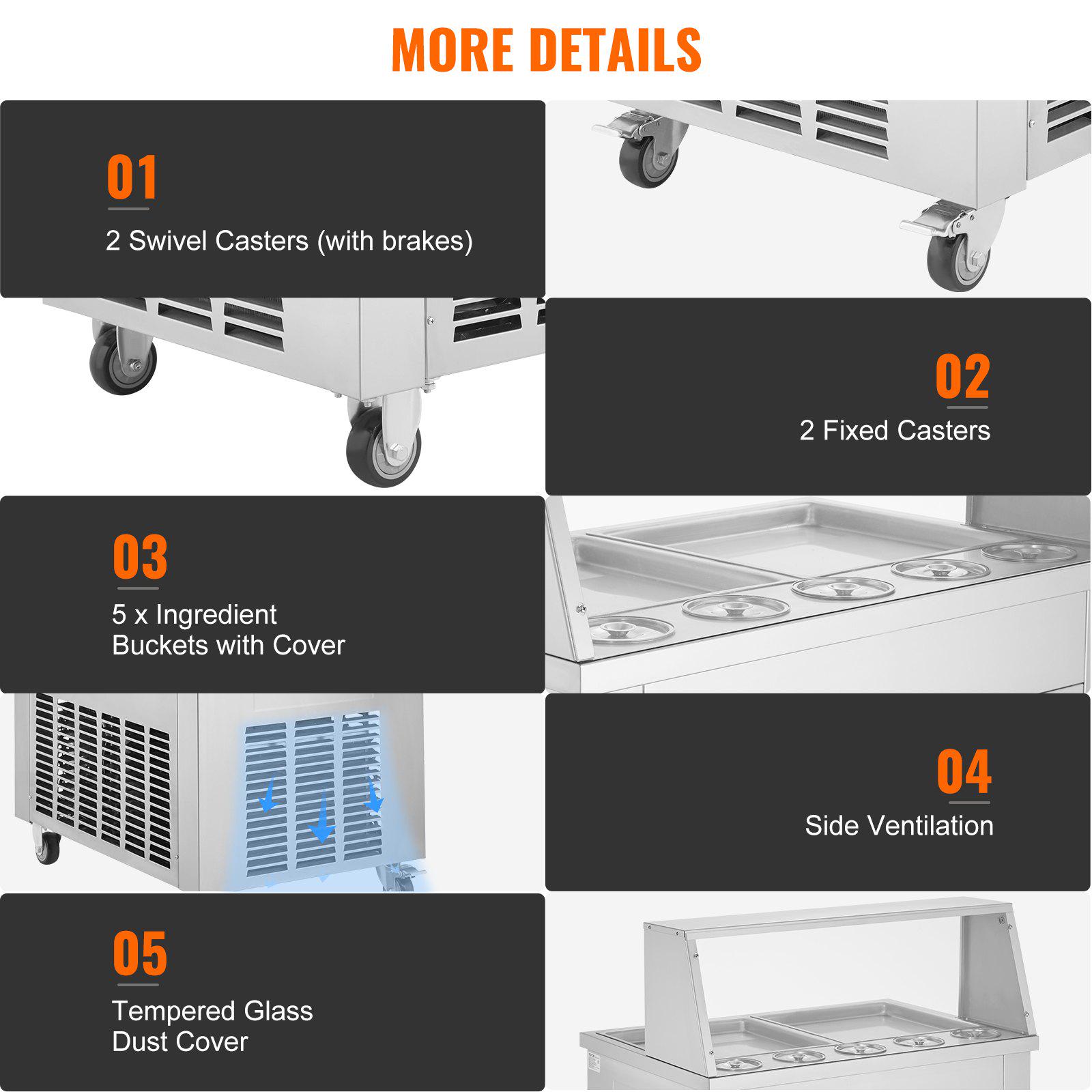 Машина для приготування смаженого морозива комерційна нержавіюча сталь 1750W (17507773) - фото 6 Машина для приготування смаженого морозива комерційна нержавіюча сталь 1750W (17507773) - фото 6