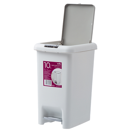 Ведро для мусора MVM BIN-01 10L GRAY с крышкой и педалью 10 л Серый (211226) - фото 3 Ведро для мусора MVM BIN-01 10L GRAY с крышкой и педалью 10 л Серый (211226) - фото 3