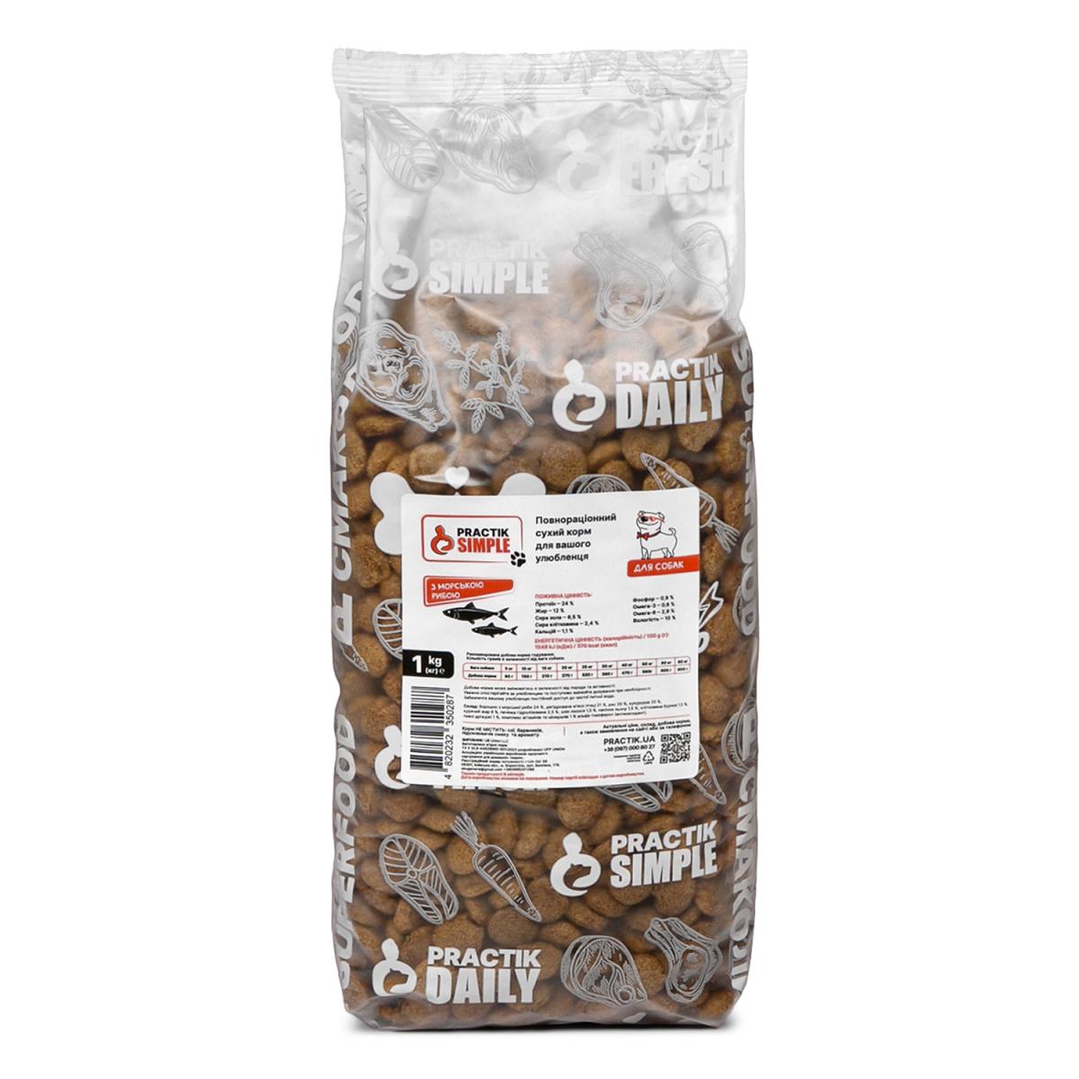 Корм для собак Practik Simple Суперпреміум з морською рибою 1 кг (1DFS287) Корм для собак Practik Simple Суперпреміум з морською рибою 1 кг (1DFS287)