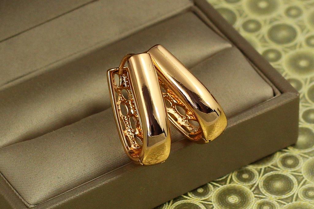 Серьги кольца Хuping Jewelry Массив 2,6 см Золотистый (28053071)