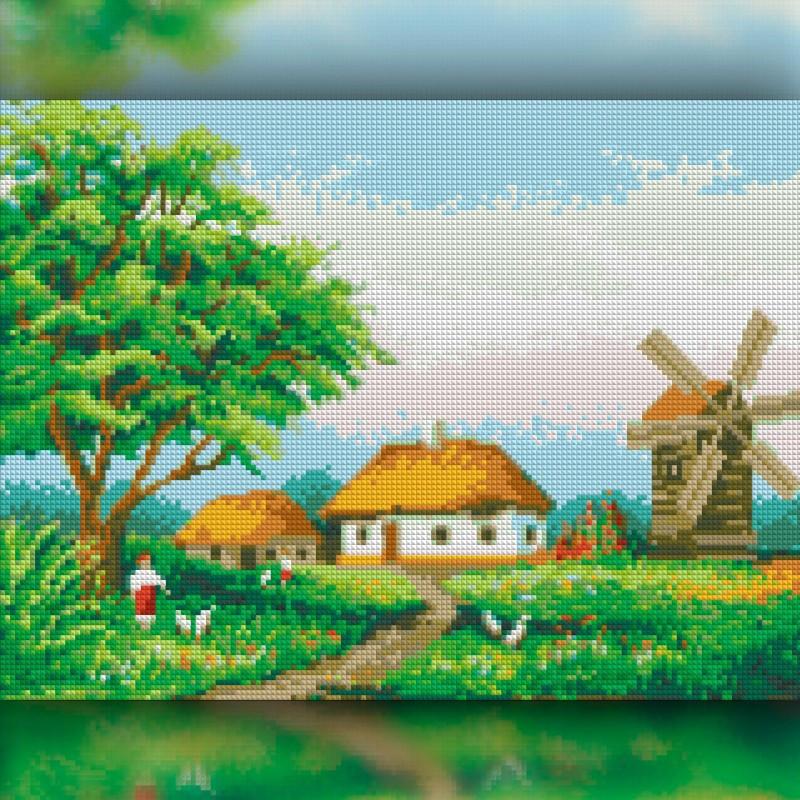 Алмазная вышивка The Wortex Diamonds Дом у мельницы 30x40 см TWD30006