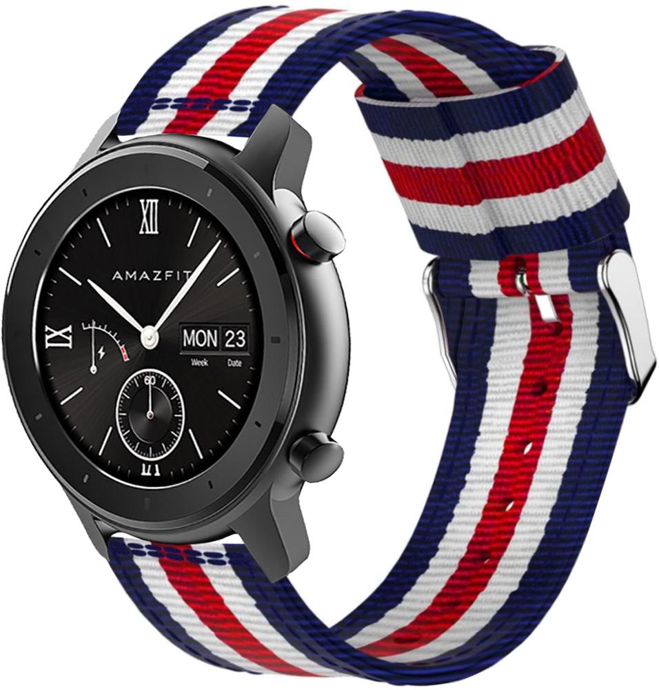 Ремешок тканевый Canvas для Amazfit GTR 42 мм Blue/White/Red (20555)