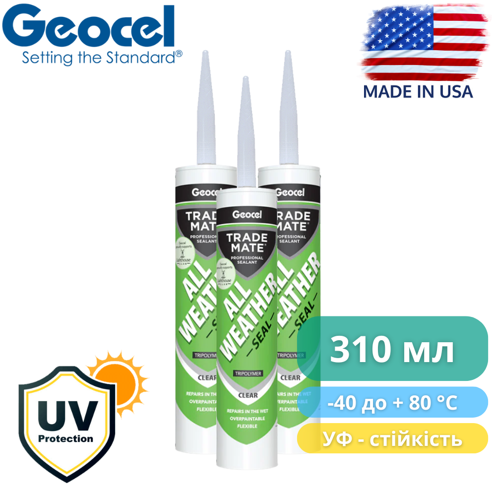 Герметик полимерный всепогодный Geocel All Weather 310 мл Прозрачный (7100012) - фото 9