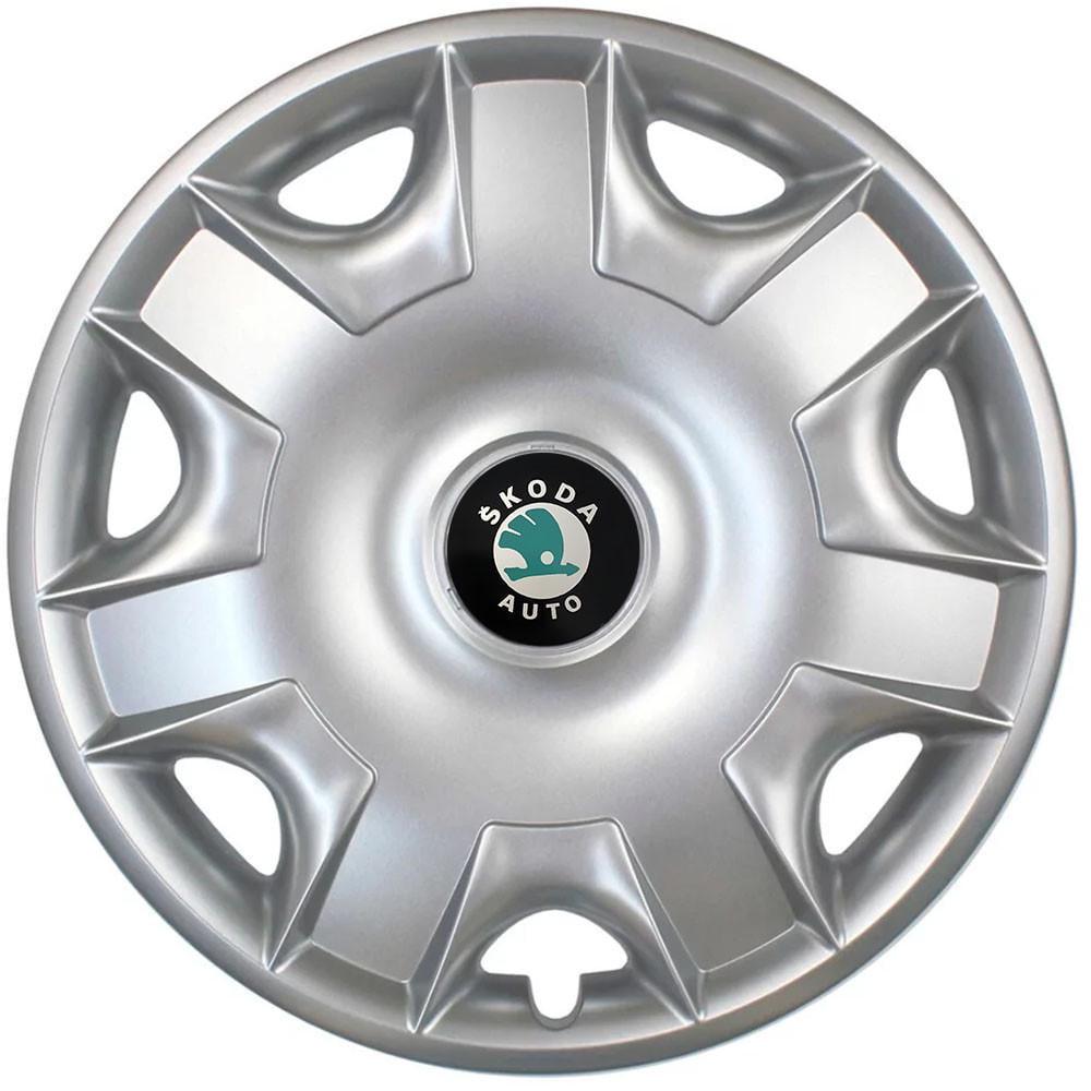 Ковпаки автомомбільні R15 Skoda Зелений 301 SJS 4 шт. Сріблястий