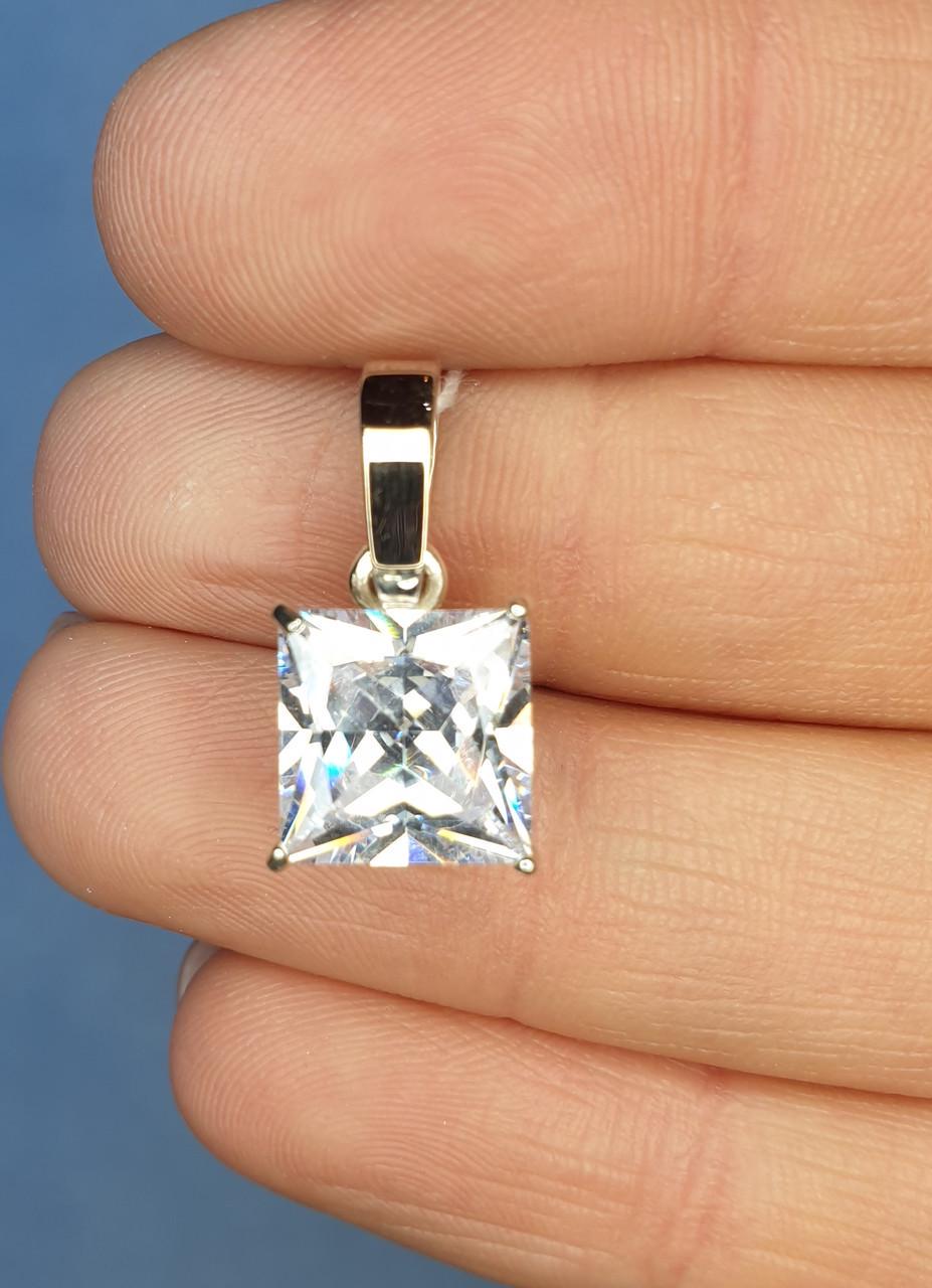 Кулон серебряный с кубическим цирконием и золотой пластиной 3,3 г (1308714944)