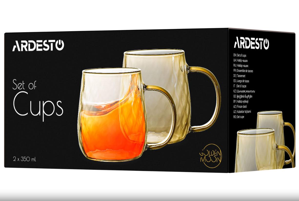 Набір чашок Ardesto Golden Moon 350 мл 2 шт. Прозорий/Золотий (AR2635GG) - фото 4
