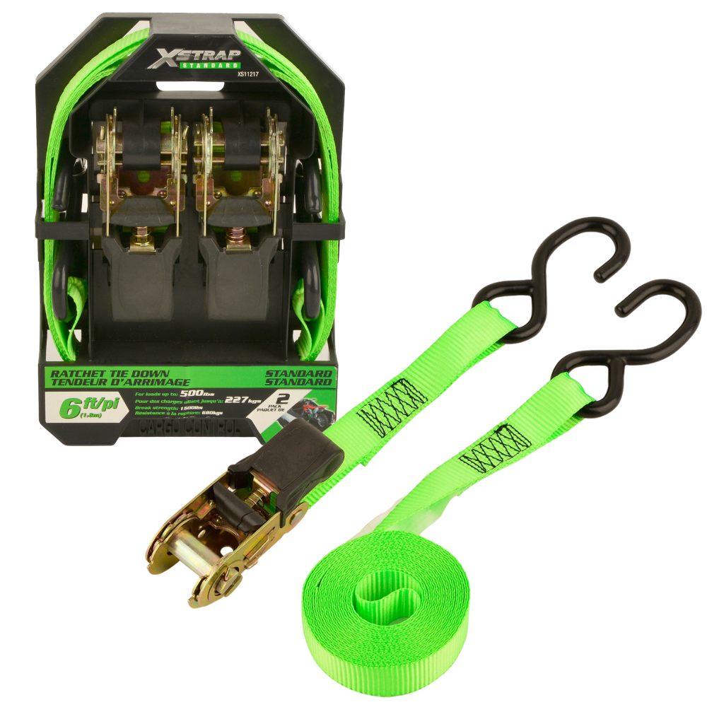 Набор стяжных ремней с храповым механизмом для крепления груза стропы с погрузкой 227 кг 2 шт. 25 мм х 1.8 м
