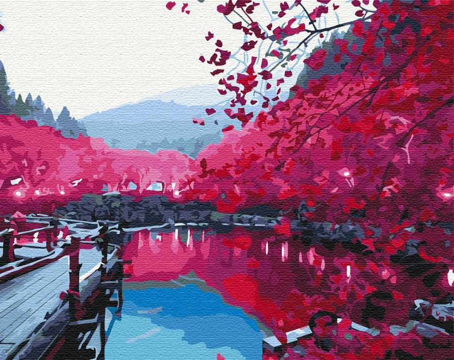 Картина за номерами Brushme Сакура над озером 48x60 см (BS5698L)