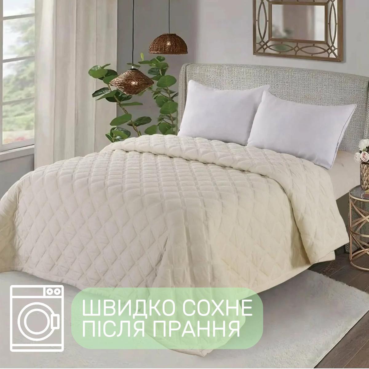 Покривало велюрове стьобане Koloco Ромб полуторне 160х210 см Світло-бежевий (41852) - фото 4 Покривало велюрове стьобане Koloco Ромб полуторне 160х210 см Світло-бежевий (41852) - фото 4