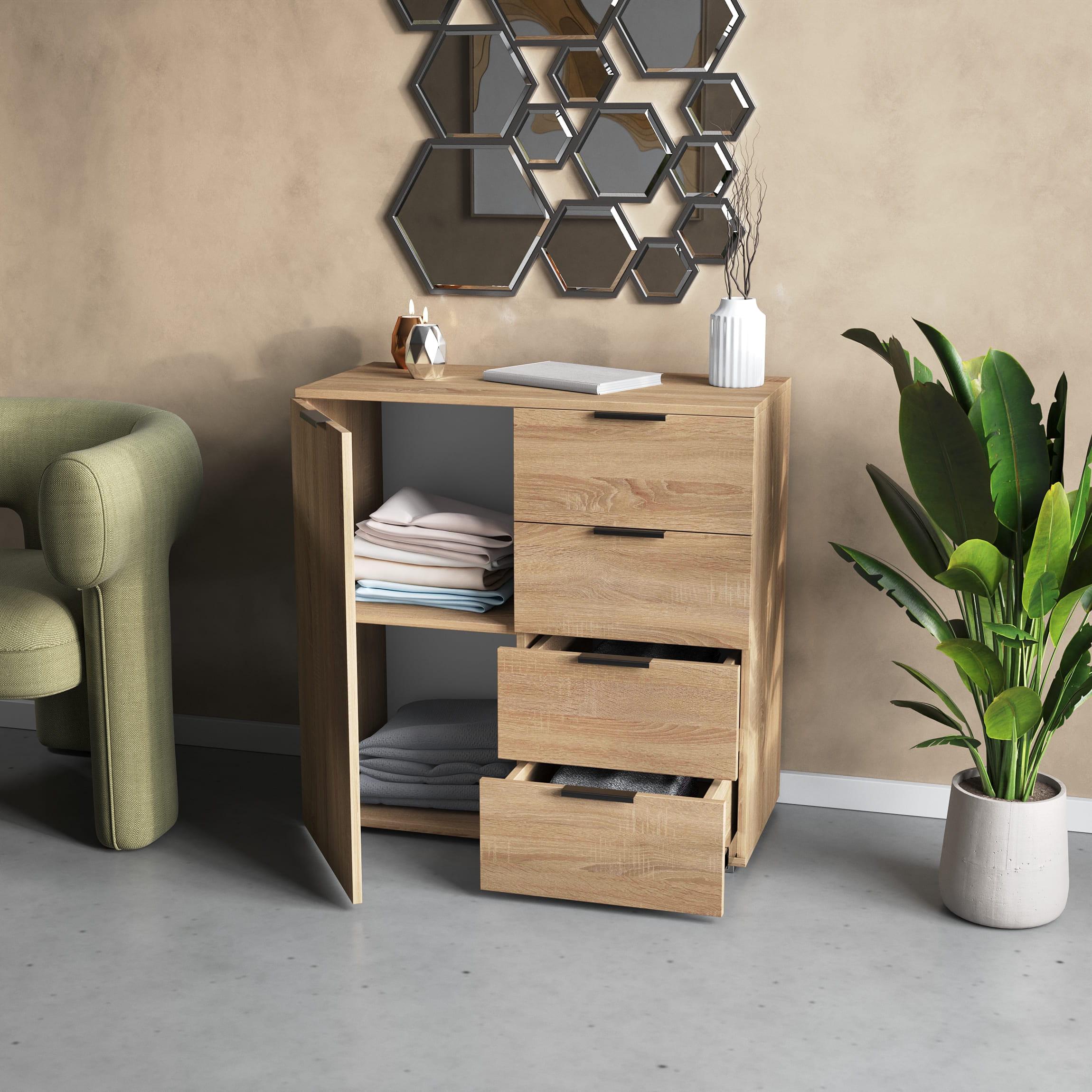 Комод №4 з ящиками та дверцятами Дуб Сонома (380224) - фото 1