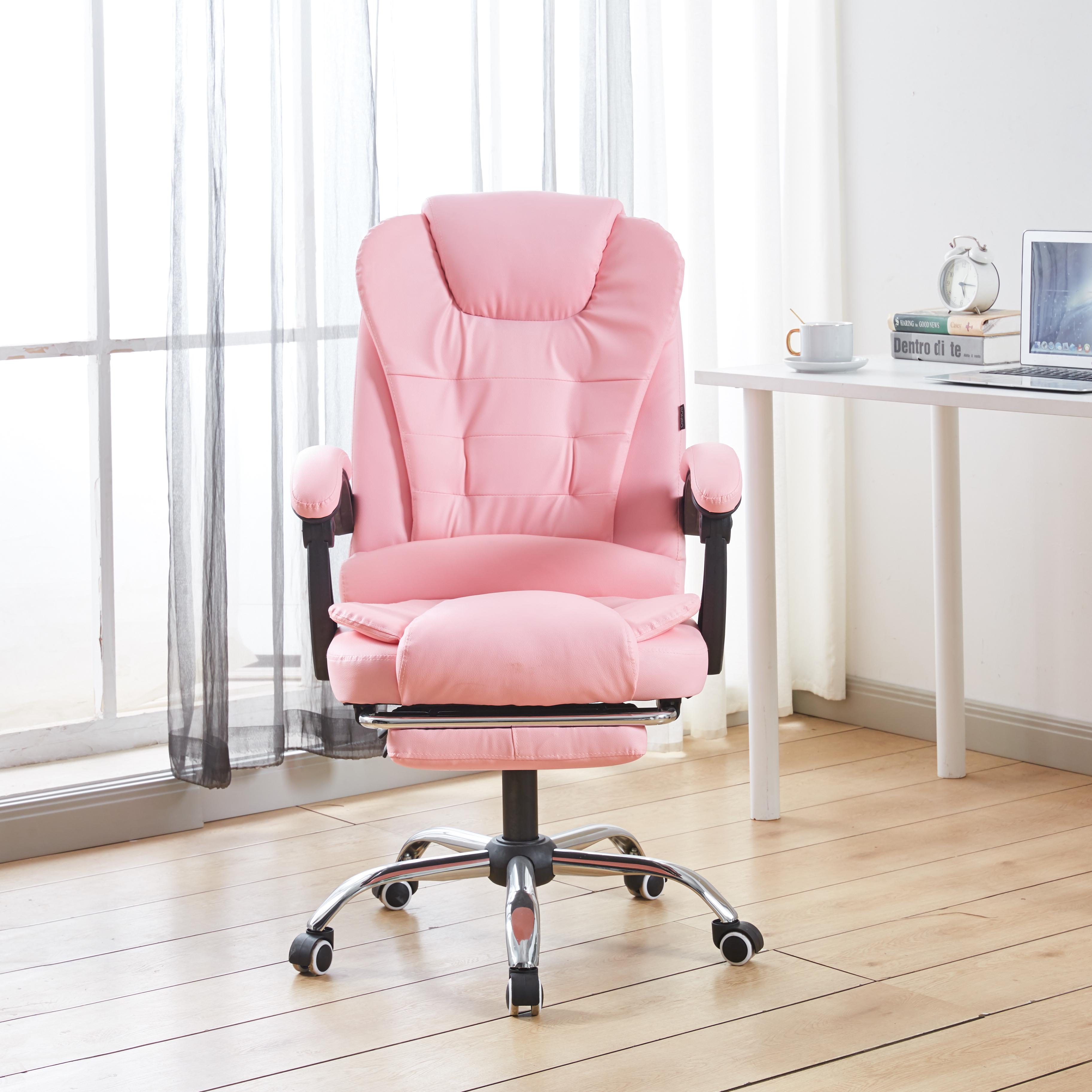 Кресло офисное компьютерное на колесах Bonro BN-6071 с подставкой для ног Розовый (4761) - фото 2 Кресло офисное компьютерное на колесах Bonro BN-6071 с подставкой для ног Розовый (4761) - фото 2
