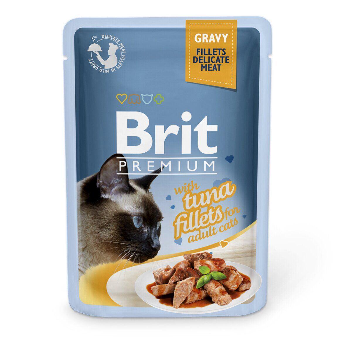 Корм влажный Brit Premium Cat Tuna Fillets Gravy pouch филе тунца в соусе для кошек 85 г (111252/548)