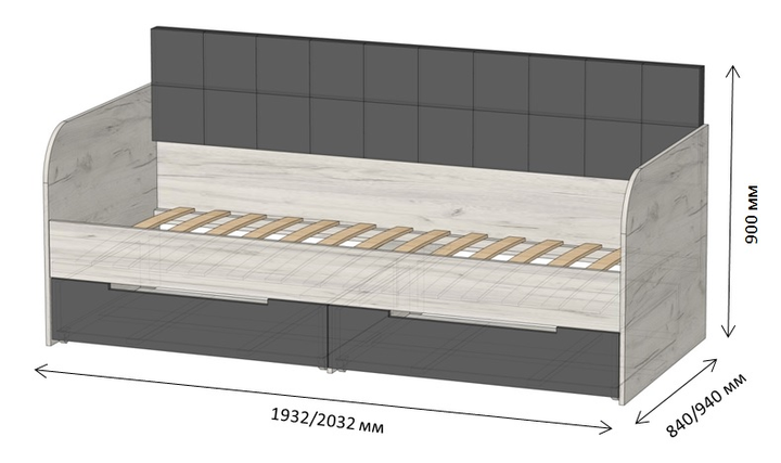 Кровать детская односпальная Lion Л-7 Лили с ящиками и ламелями Дуб сонома (LION-041092) - фото 7 Кровать детская односпальная Lion Л-7 Лили с ящиками и ламелями Дуб сонома (LION-041092) - фото 7