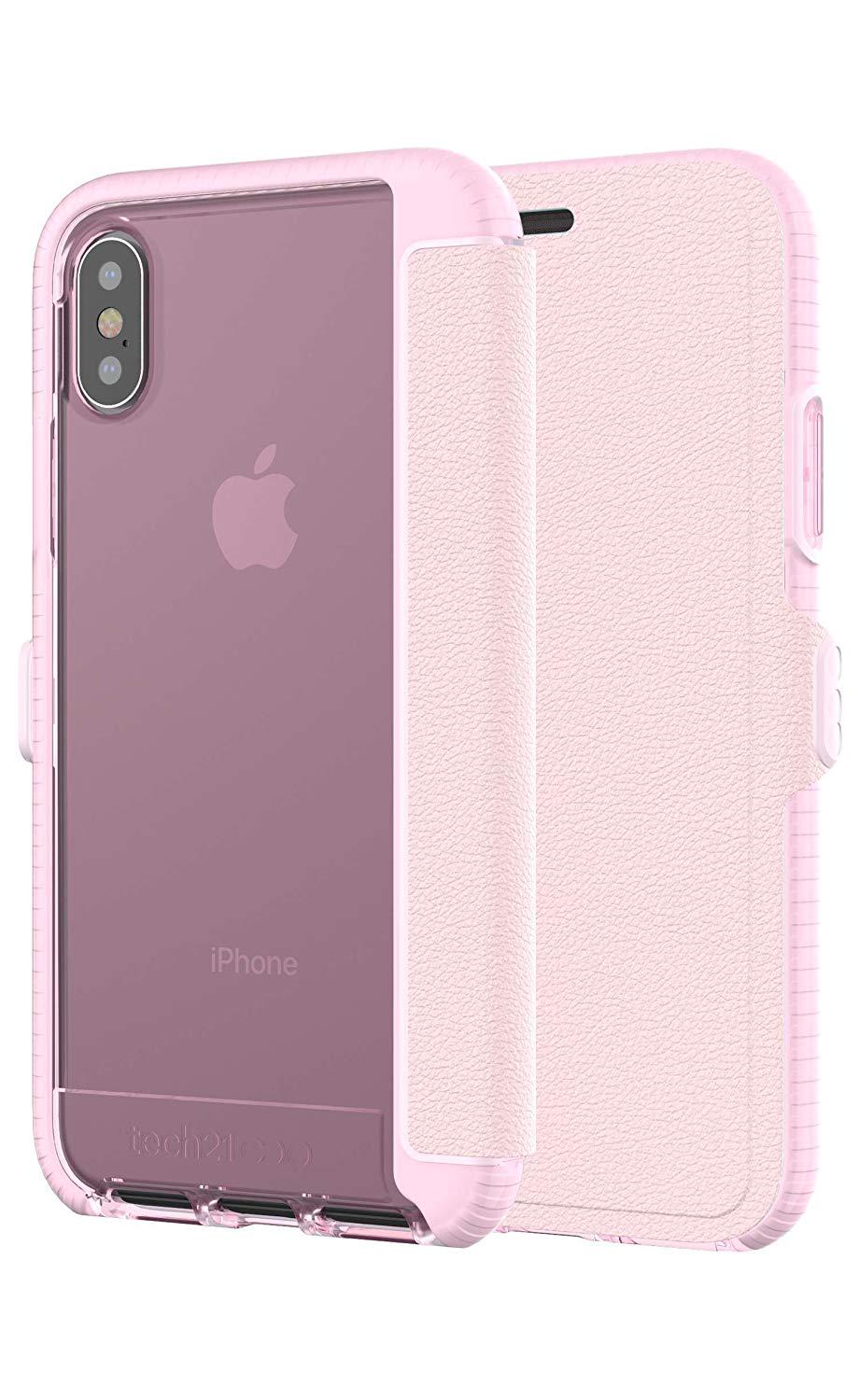 Противоударный чехол книжка tech21 Evo Wallet IP для Apple iPhone X XS Pink