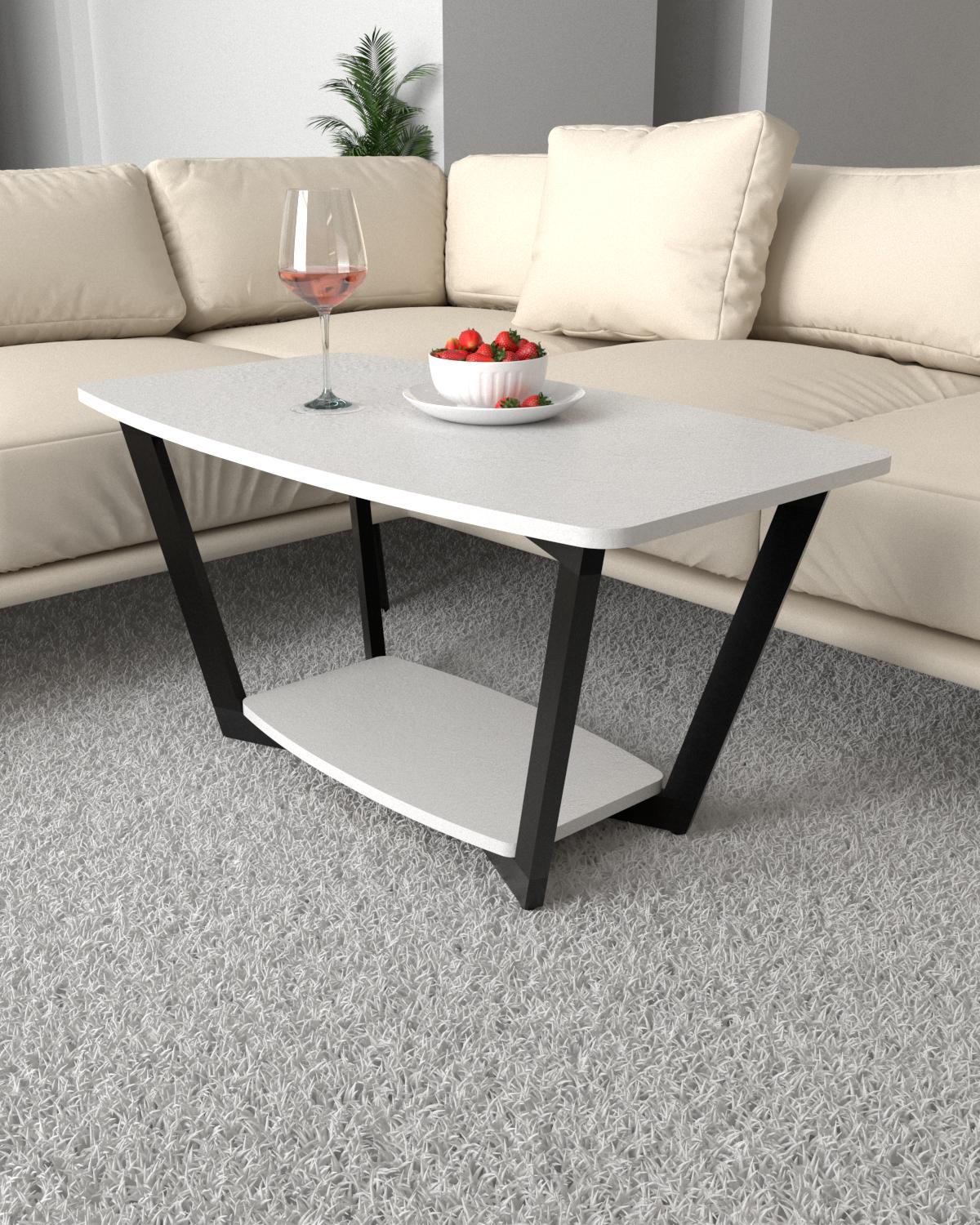 Журнальный столик EcoLoft Флоу DSP-1395-7 в стиле лофт Белый (32309012)