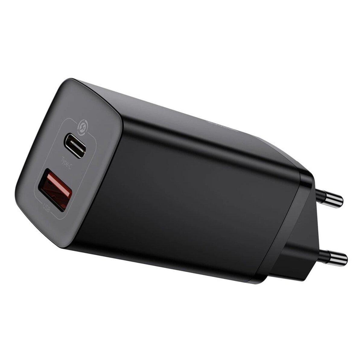 Зарядний пристрій Baseus GaN2 Lite Quick Charger 1xType-C 1xUSB 65W EU Black (CCGAN2L-B01)