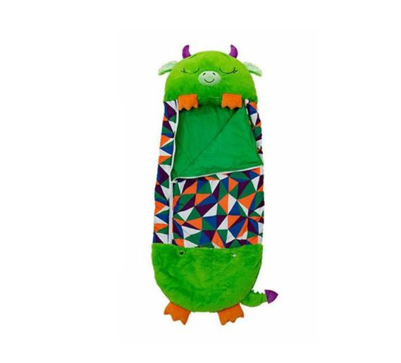 Детский спальный мешок/игрушка/подушка Дракончик Sleeping Bag Happy Nappers Dragon 3в1 на молнии 120 см Зеленый - фото 1