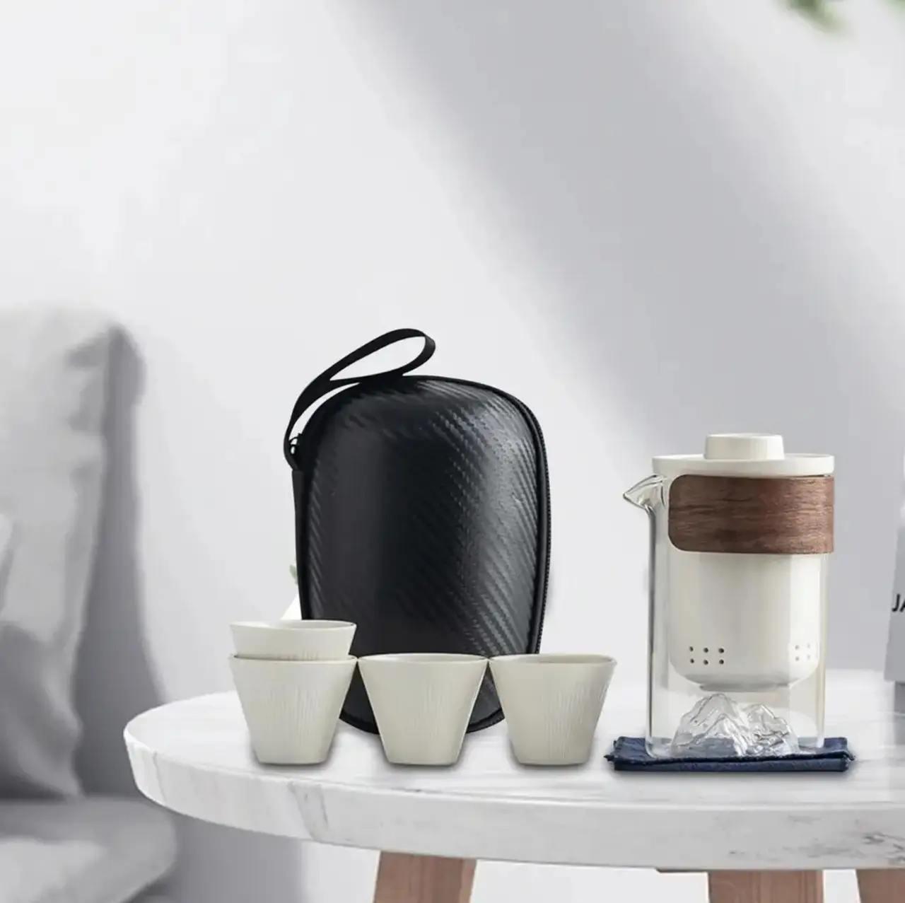 Чайный набор портативный Travel Tea Set для китайской чайной церемонии с сумкой Белый (300285) - фото 2