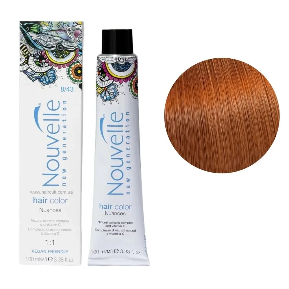 Краска для волос Nouvelle Hair Color 8/43 Светло-медный золотисто-коричневый 100 мл