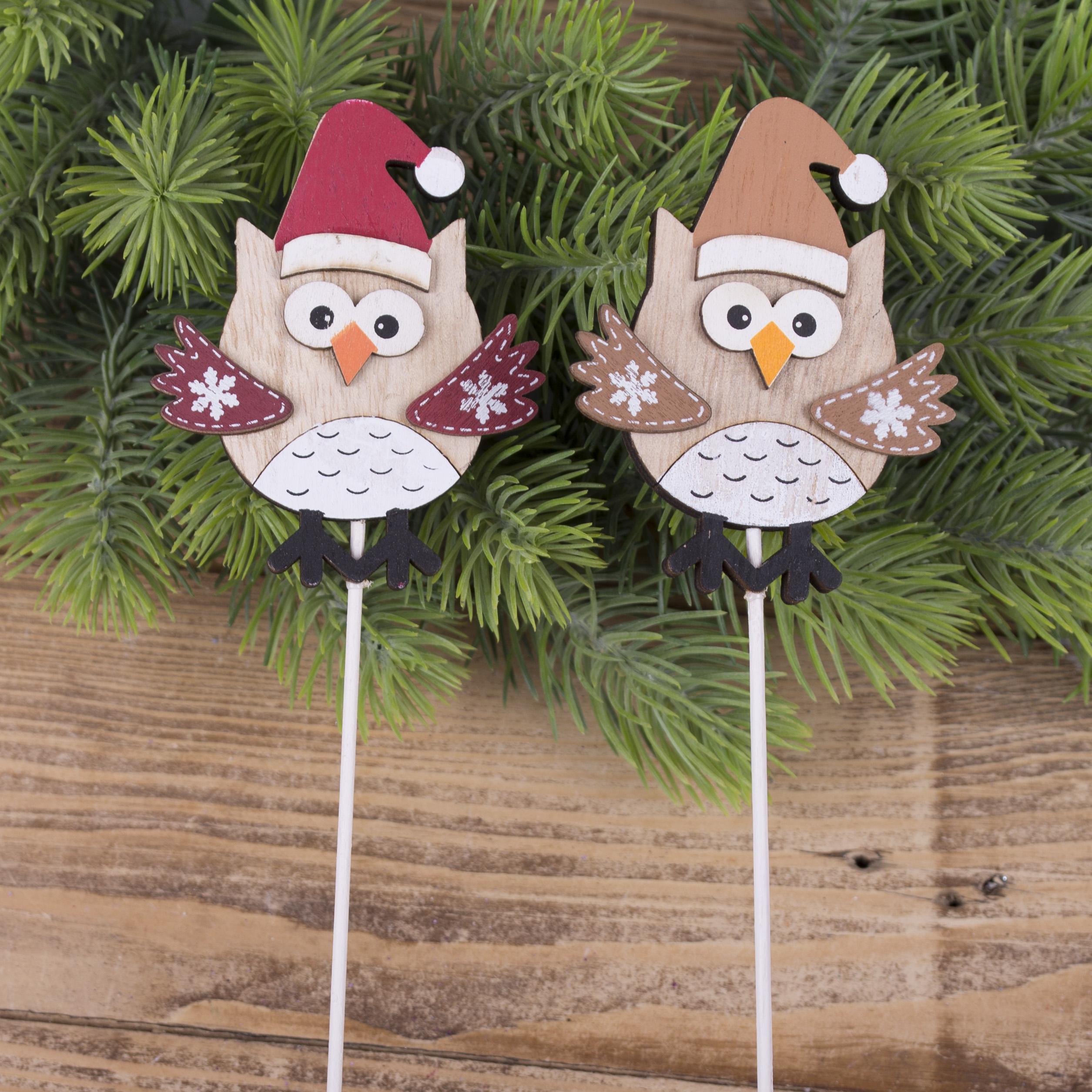 Декор новогодний Сова на палочке 2 шт. (4111)