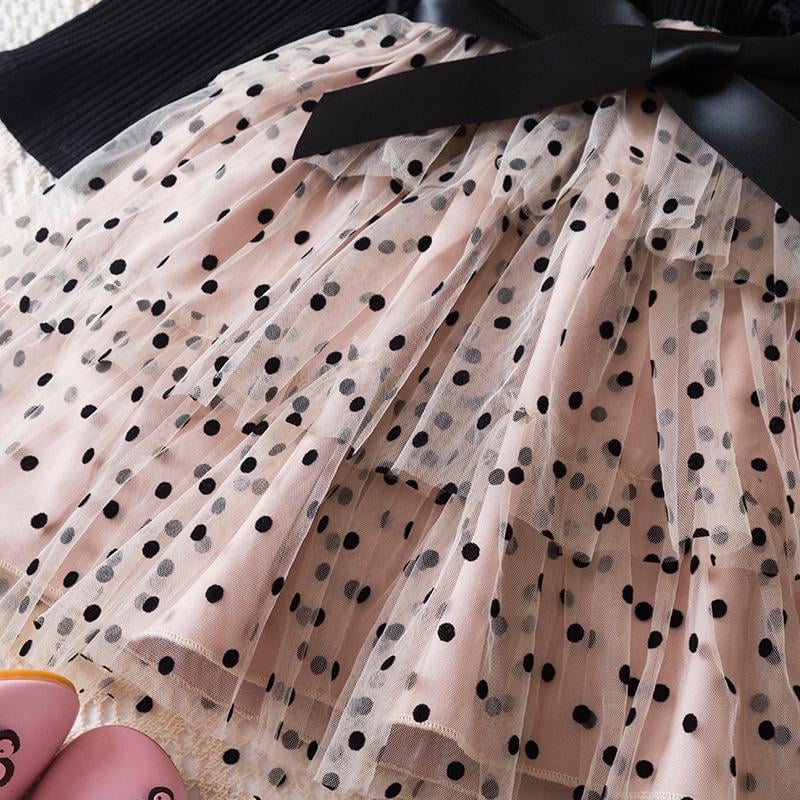 Платье праздничное детское KatyKids Эмилия с длинным рукавом и пышной юбкой в горох 90 см Черный с бежевым (11055360400) - фото 7 Платье праздничное детское KatyKids Эмилия с длинным рукавом и пышной юбкой в горох 90 см Черный с бежевым (11055360400) - фото 7