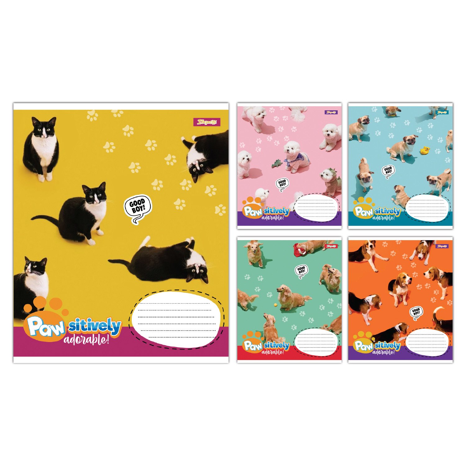 Набор тетрадей школьных 1Март Pawsitively А5/12 клетка 25 шт. (768235)