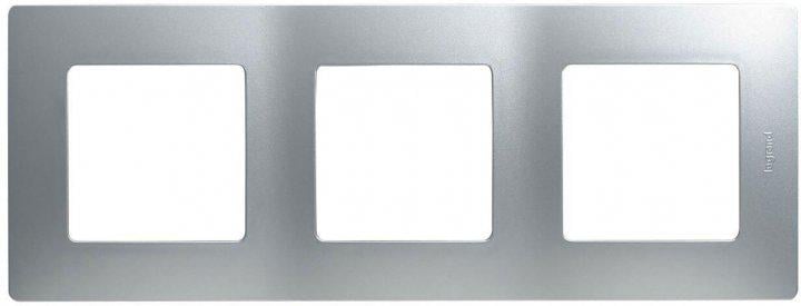 Рамка 3 пости Legrand 672553 Etika пластик Алюміній (11585304)