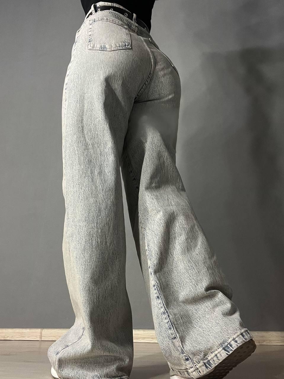 Джинсы женские LIUZIN 1360 wide leg широкие от бедра с ремнем р. 33 Голубой с коричневым (2337) - фото 8